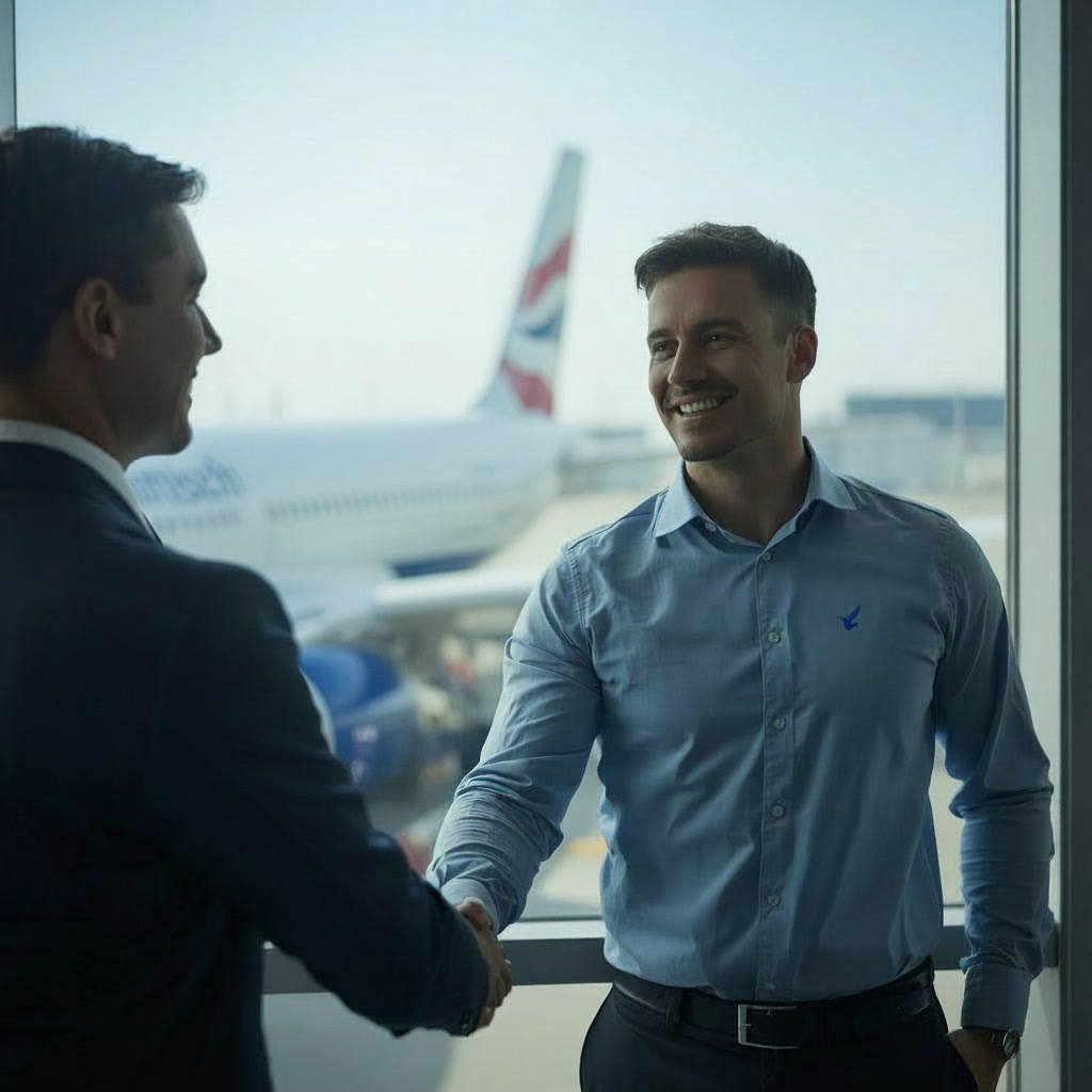 Zespół planujący podróże służbowe przy ekranie